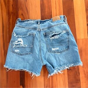 American Eagle Outfitters Blue Distressed Jean Shorts